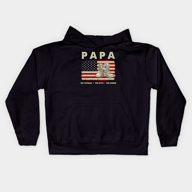 Papa The Veteran The Myth The Legend American Flag Kids Hoodie by Symmetry Stunning Portrait